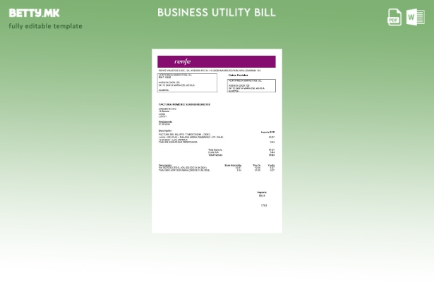 modern style Latvia Renfe business utility bill template